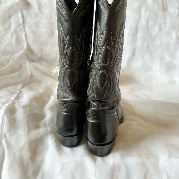 J. Chisholm VINTAGE Mens 8.5 D Black Western Cowboy Boots handcrafted in USA - Picture 5 of 10